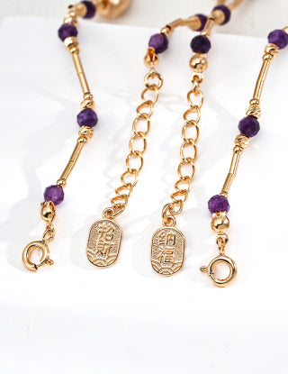 S925 Silver retro Design amethyst Wealth Attracting bracelet