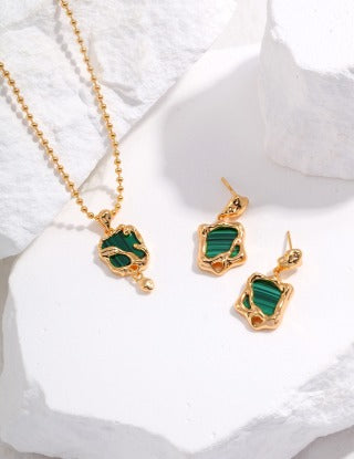 Pure silver malachite necklace