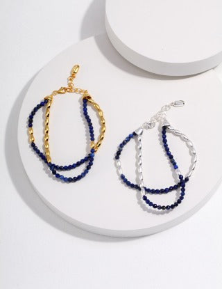Pure silver lapis lazuli bracelet