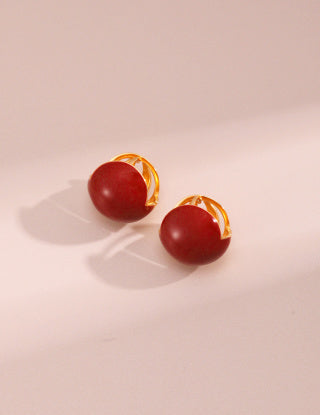 Chinese red drip glaze earrings