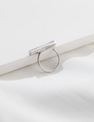 Pure silver geometric ring