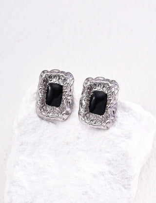 S925 silver retro black drip glaze ring