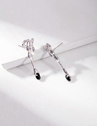 Pure silver agate earrings