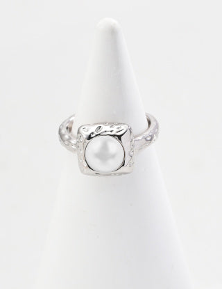 S925 silver simple natural pearl ring