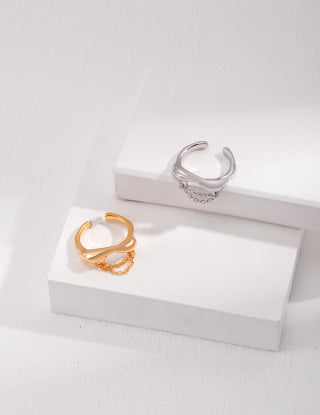 Pure silver open ring (adjustable