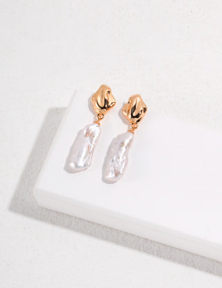 Pure silver Baroque pearl earrings