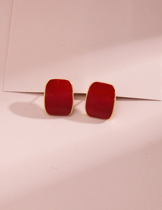 Glazed pure silver stud earrings White/red is available