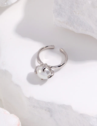 Pure silver beaded ring