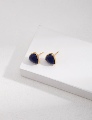 Pure silver natural lapis lazuli earrings