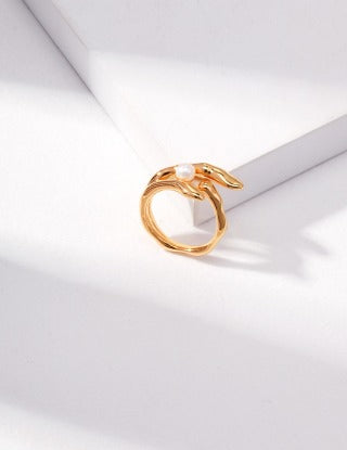 Pure silver pearl ring