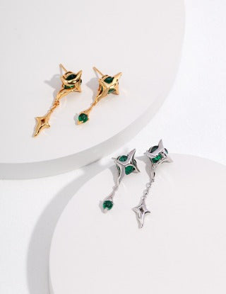 Sterling silver AB asymmetrical earrings