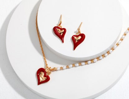 Drip Glaze Heart Design Series Sterling silver necklace (adjustable length)