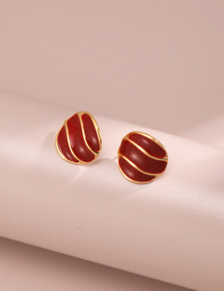 Chinese Red Drip Glaze series Red glazed earrings