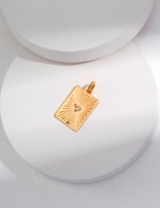 Pure silver heart-shaped small square pendant