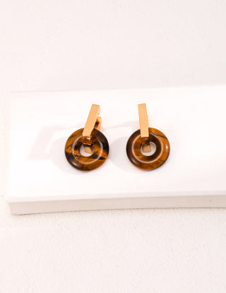 Natural tiger's eye/spotted stone earrings