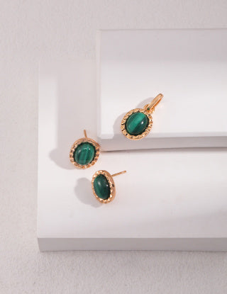 Pure silver malachite pendant necklace