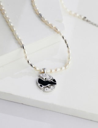 Pure silver pearl necklace