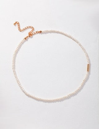 A pure silver small potato pearl necklace