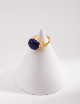 Pure silver natural lapis lazuli ring