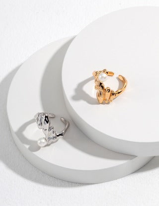 Natural Element Design series Pure silver open ring (adjustable