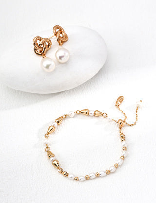 S925 silver design retro natural Baroque pearl earrings