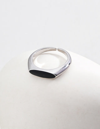 S925 silver simple black agate ring