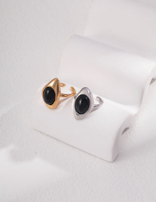 Pure silver agate ring