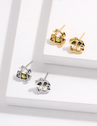 Pure silver zircon earrings