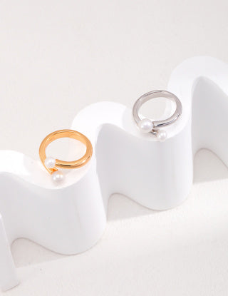 Pure silver natural pearl ring