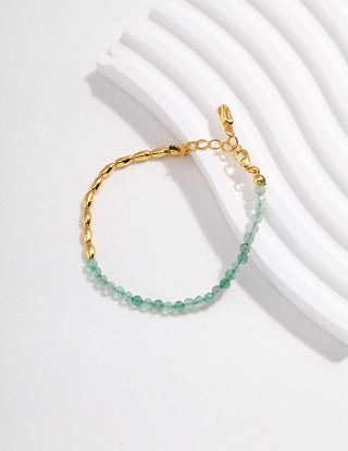 Pure silver green strawberry crystal bracelet