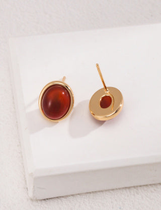 Pure silver agate/tiger's eye earrings