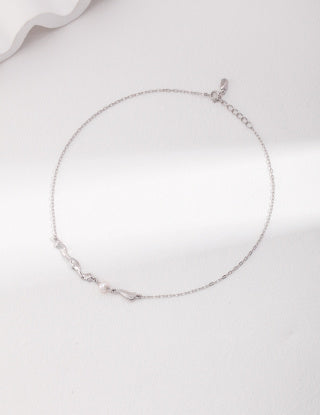 Pure silver pearl necklace