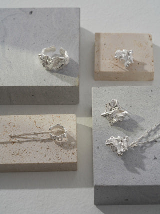 Tin foil pattern series Sterling silver necklace (adjustable length)