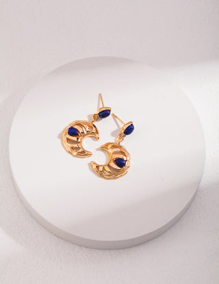 Pure silver crescent moon hollowed-out earrings