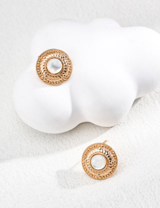 S925 Silver retro mother-of-Pearl earrings
