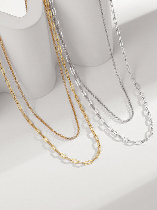 Double-layer silver necklace