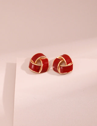 Chinese Red Drip Glaze series Red glazed earrings