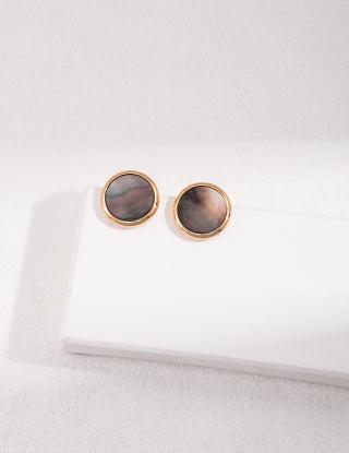 Pure silver black shell earrings