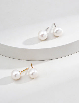 S925 silver simple natural pearl earrings and stud earrings