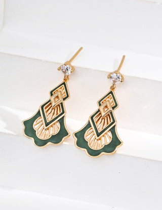 S925 Silver retro glazed zircon earrings
