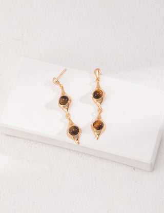 Pure silver tiger's eye earrings