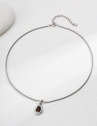 S925 Silver Natural Tiger's Eye Malachite pendant necklace