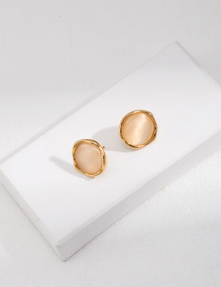 Sterling silver cat's eye stone earrings