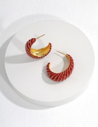 Chinese red drip glaze earrings