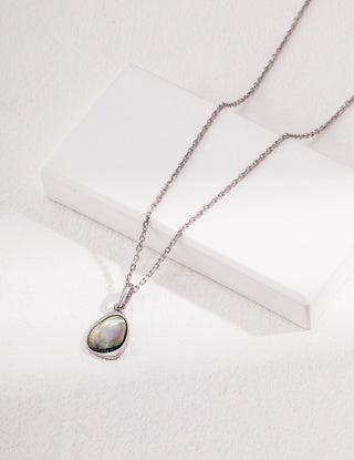 Pure silver black shell pendant