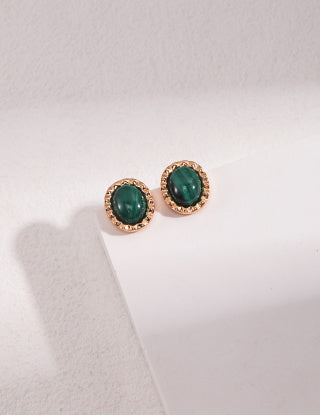 Pure silver malachite earrings
