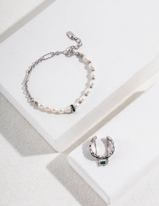The "Chuanliu" series Pure silver bracelet (adjustable