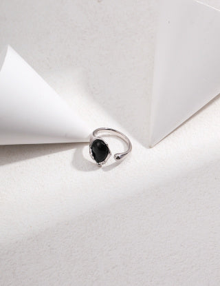 Pure silver agate ring