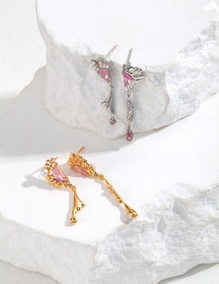 Pure silver pearl earrings