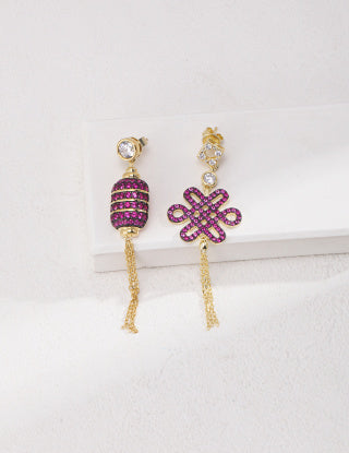 Chinese knot New Year greeting earrings